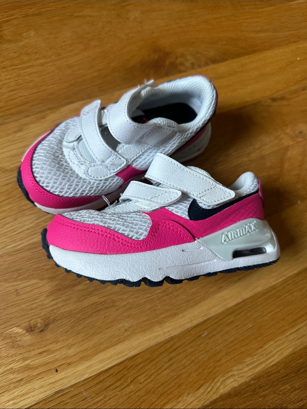 Nike White and Pink Air Max with Easy Velcro Straps (8C) - Picture 2 of 3